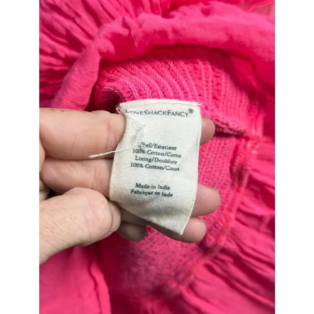 LoveShackFancy Pink Sonora Smocked Ruffle Mini Dress XS Cottagecore Coquette - Picture 3 of 6